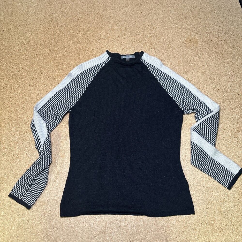 Smartwool Black Shadow Colorblock Sweater Women Size Large Winter Wool F3